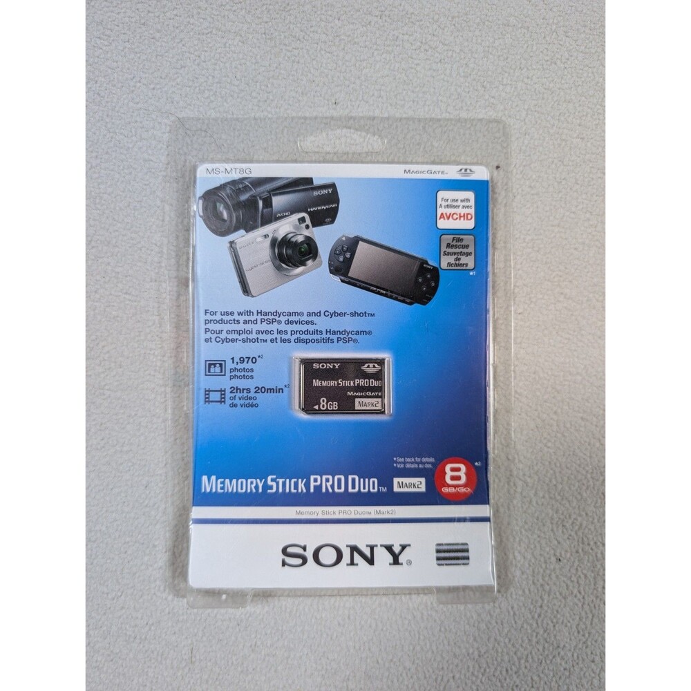 New Sealed Sony MSMT8G 8GB Mark2 Memory Stick PRO Duo (MS-MT8G/NK) PSP Camera